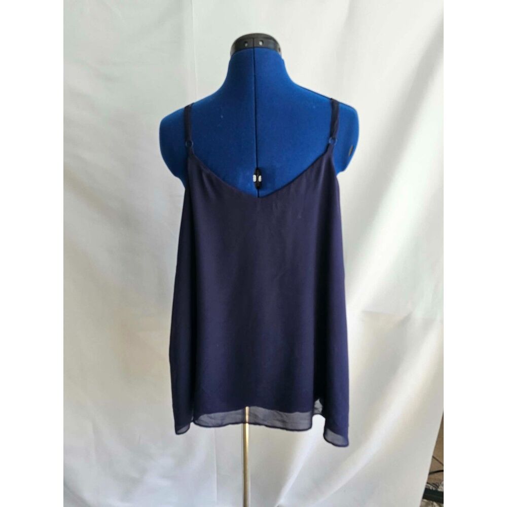 Torrid Sophie Cami Tank Top Size 2 2X Navy Blue Chiffon Swing Adjustable Straps